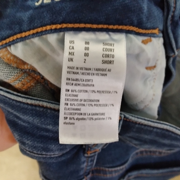 American Eagle Mid Rise Medium Wash Jeggings Size 00 Short - Picture 10 of 10